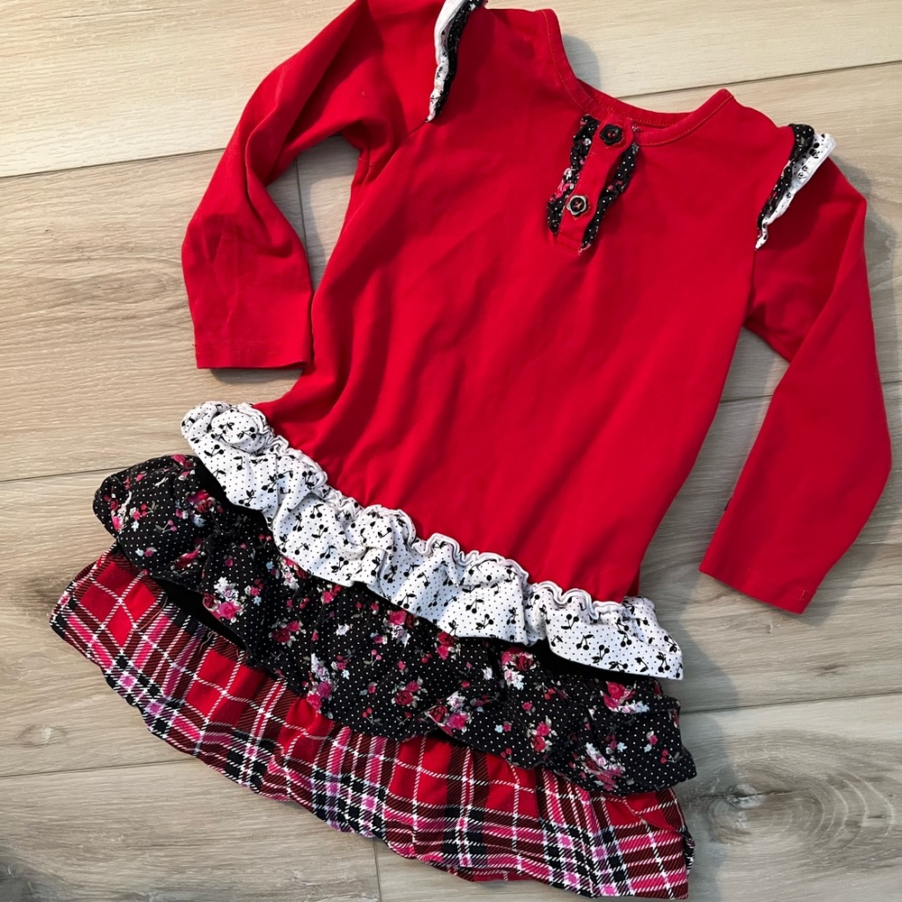 Deux par Deux Red Holiday Christmas Dress